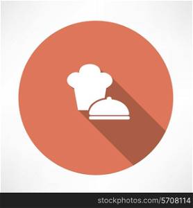 Chef hat and saucepan icon. Flat modern style vector illustration