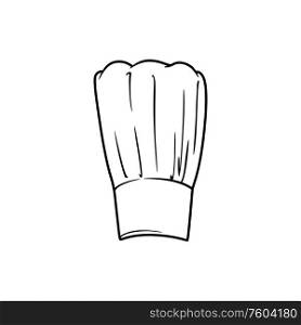Chef hat isolated linear icon. Vector traditional chef-cook cap with folds, baker headwear. Baker kitchen worker headdress, chef-cook hat