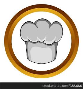Chef hat vector icon in golden circle, cartoon style isolated on white background. Chef hat vector icon
