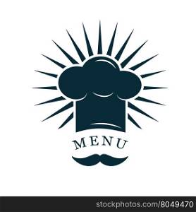 chef hat with mustache restaurant logo vector illustration