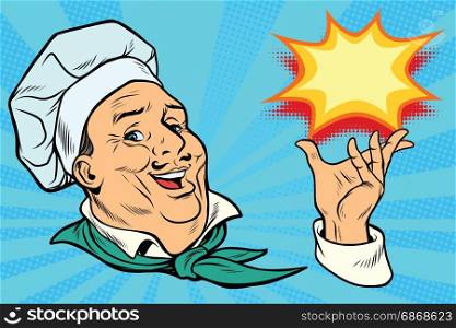 chef holding hand gesture. Pop art retro comic book vector illustration. chef holding hand gesture