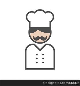 Chef icon with a moustache on white background