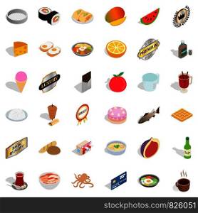 Chef icons set. Isometric style of 36 chef vector icons for web isolated on white background. Chef icons set, isometric style