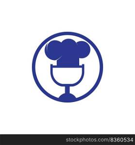 Chef podcast vector logo design template. Singing chef logo concept. 