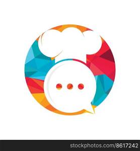 Chef talk vector logo design. Illustration of hat cooker and chat symbol. 