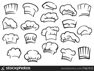 Chef toques and hats set isolated on white for restaurant, cafe and menu design
