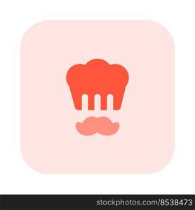 Chef wearing hat with a mustache isolated on a white background