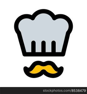 Chef wearing hat with a mustache isolated on a white background