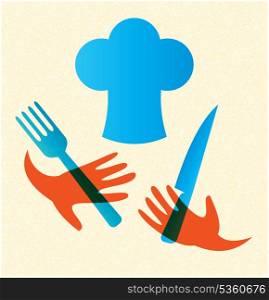 chef with knife and fork icon