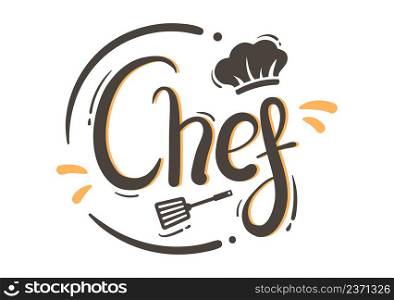 Chef Writing Calligraphy Illustration is Suitable for Additional Backgrounds, Posters, Banners and Others