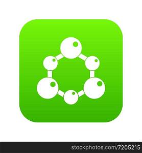 Chemical and physical atoms molecules icon digital green for any design isolated on white vector illustration. Chemical and physical molecules icon digital green