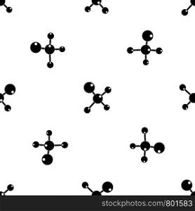 Chemical and physical atoms molecules pattern repeat seamless in black color for any design. Vector geometric illustration. Chemical and physical molecules pattern seamless black