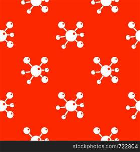 Chemical and physical atoms molecules pattern repeat seamless in orange color for any design. Vector geometric illustration. Chemical and physical molecules pattern seamless