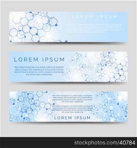 Chemical banners with molecular ctructure. Chemical horizontal banners template with molecular ctructure. Vector illustration