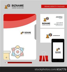 Chemical beaker Business Logo, File Cover Visiting Card and Mobile App Design. Vector Illustration