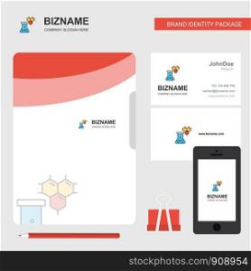 Chemical beaker Business Logo, File Cover Visiting Card and Mobile App Design. Vector Illustration