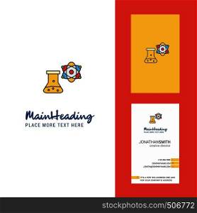 Chemical beaker Creative Logo and business card. vertical Design Vector