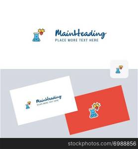 Chemical beaker vector logotype with business card template. Elegant corporate identity. - Vector