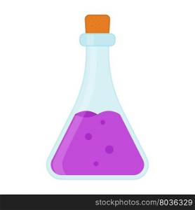 Chemical, biological science laboratory equipment - test tubes and flasks icons