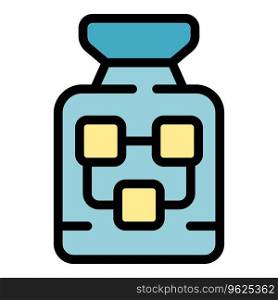 Chemical bottle icon outline vector. Collagen vitamin. Amino peptide color flat. Chemical bottle icon vector flat
