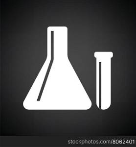 Chemical bulbs icon. Black background with white. Vector illustration.