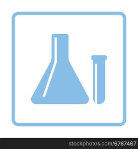 Chemical bulbs icon. Blue frame design. Vector illustration.