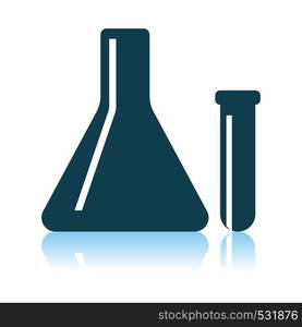 Chemical Bulbs Icon. Shadow Reflection Design. Vector Illustration.