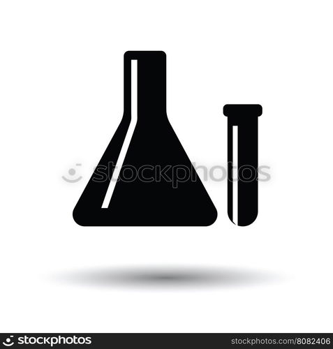 Chemical bulbs icon. White background with shadow design. Vector illustration.