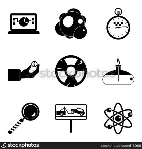 Chemical business icons set. Simple set of 9 chemical business vector icons for web isolated on white background. Chemical business icons set, simple style