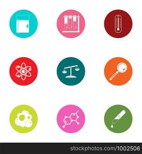 Chemical compound icons set. Flat set of 9 chemical compound vector icons for web isolated on white background. Chemical compound icons set, flat style