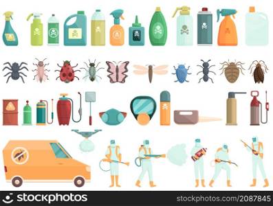 Chemical control icons set cartoon vector. Quality test. Water safety. Chemical control icons set cartoon vector. Quality test