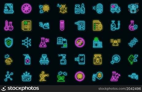 Chemical control icons set outline vector. Quality test. Water safety. Chemical control icons set vector neon