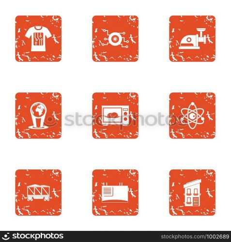 Chemical effect icons set. Grunge set of 9 chemical effect vector icons for web isolated on white background. Chemical effect icons set, grunge style