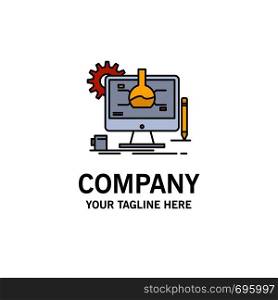 Chemical, Experiment, It, Technology Business Logo Template. Flat Color