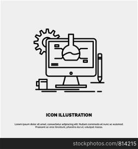 Chemical, Experiment, It, Technology Line Icon Vector