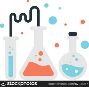 chemical experiments and test tubes illustration in minimal style isolated on background