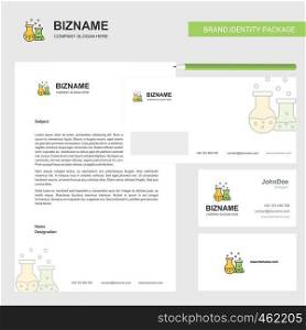 Chemical flask Business Letterhead, Envelope and visiting Card Design vector template
