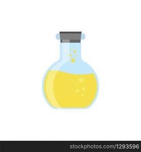 Chemical flask flat vector illustration. Vector isolated color icon on white background. Chemical flask flat vector illustration. Vector isolated icon on white background