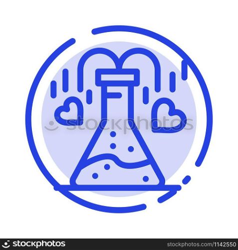 Chemical, Flask, Heart, Love Blue Dotted Line Line Icon