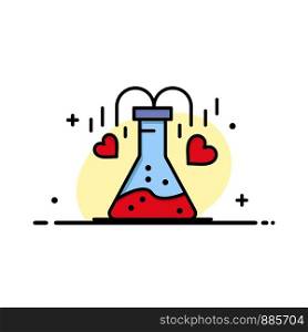 Chemical, Flask, Heart, Love Business Flat Line Filled Icon Vector Banner Template