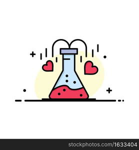 Chemical, Flask, Heart, Love Business Logo Template. Flat Color