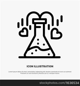 Chemical, Flask, Heart, Love Line Icon Vector