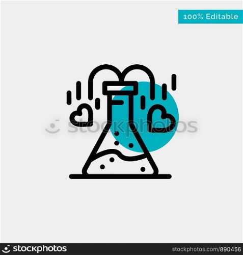 Chemical, Flask, Heart, Love turquoise highlight circle point Vector icon