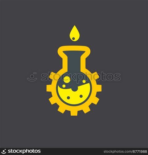 Chemical flask icon on dark background, 2d vector, eps 8