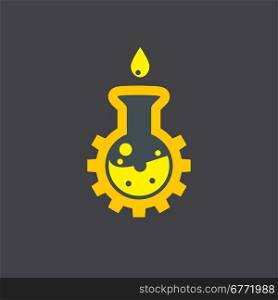 Chemical flask icon on dark background, 2d vector, eps 8
