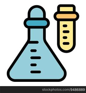 Chemical flask icon outline vector. Laboratory science. Test tube color flat. Chemical flask icon vector flat