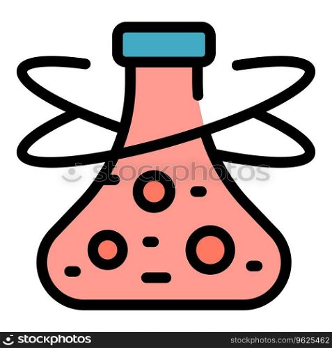 Chemical flask icon outline vector. Natural label. Safe product color flat. Chemical flask icon vector flat