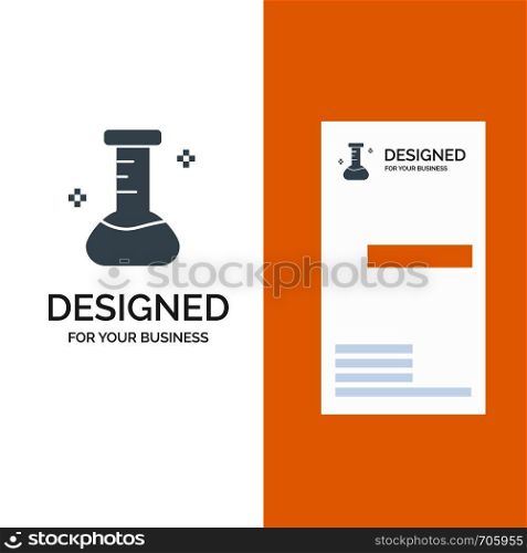 Chemical, Flask, Laboratory Grey Logo Design and Business Card Template
