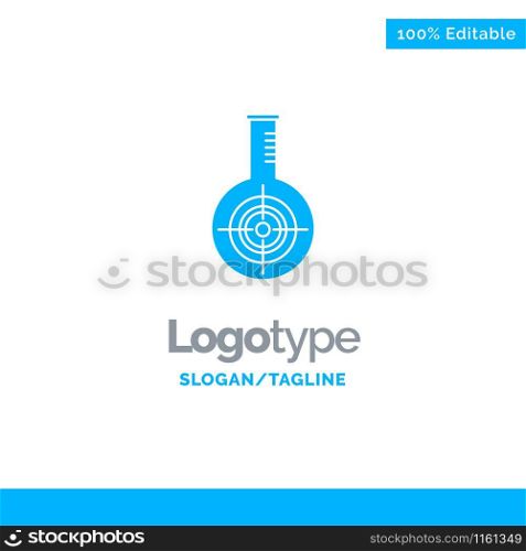Chemical, Flask, Reaction, Lab, Target Blue Solid Logo Template. Place for Tagline