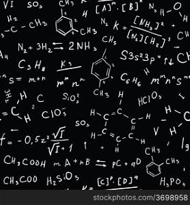 Chemical formulas background. Seamless Vector hand drawn illustration